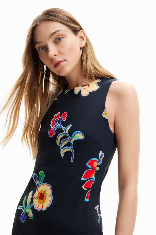 ropa 4802L659 mujer Desigual vestido corto y delgado con flores - Desigual sale damen