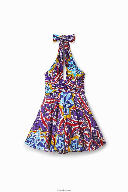 ropa 4802L708 mujer Desigual vestido corto con lazo stella jean - Desigual Colombia rebajas