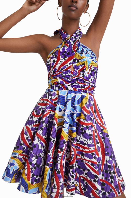 ropa 4802L708 mujer Desigual vestido corto con lazo stella jean - Desigual Colombia rebajas
