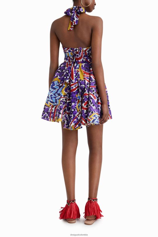 ropa 4802L708 mujer Desigual vestido corto con lazo stella jean - Desigual Colombia rebajas