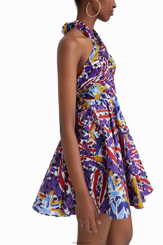 ropa 4802L708 mujer Desigual vestido corto con lazo stella jean - Desigual Colombia rebajas