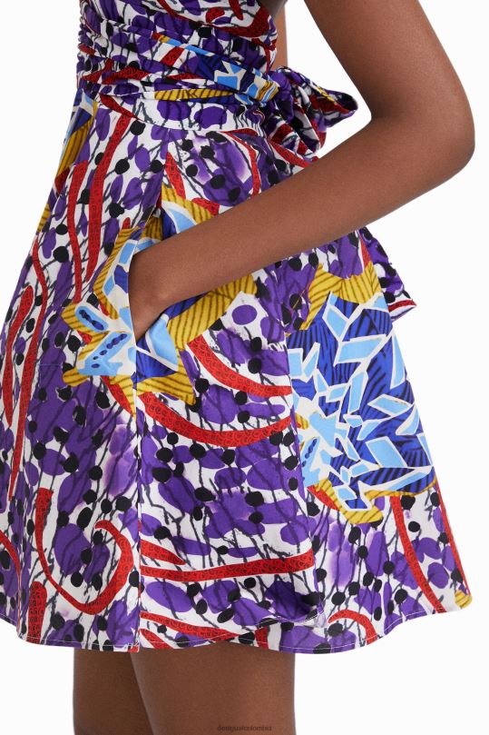 ropa 4802L708 mujer Desigual vestido corto con lazo stella jean - Desigual Colombia rebajas