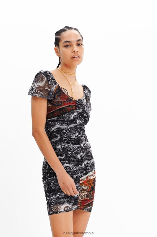 blusas Desigual bogota - ropa 4802L750 mujer Desigual vestido corto de paisley fruncido