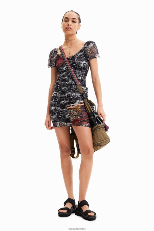 blusas Desigual bogota - ropa 4802L750 mujer Desigual vestido corto de paisley fruncido
