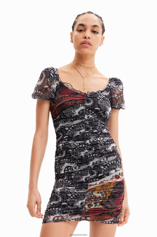 blusas Desigual bogota - ropa 4802L750 mujer Desigual vestido corto de paisley fruncido