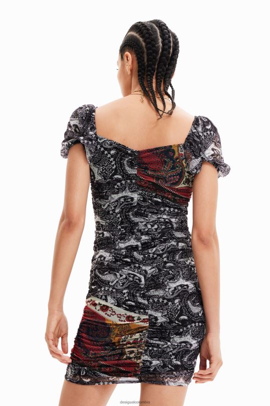 blusas Desigual bogota - ropa 4802L750 mujer Desigual vestido corto de paisley fruncido