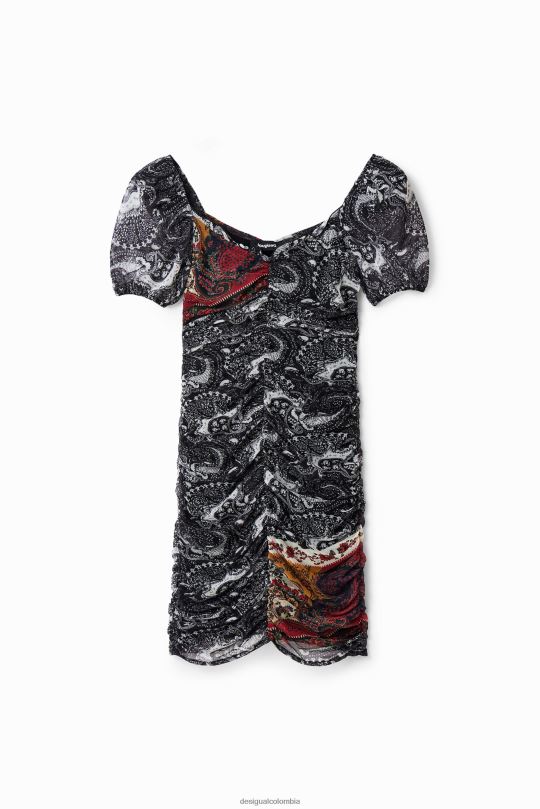 blusas Desigual bogota - ropa 4802L750 mujer Desigual vestido corto de paisley fruncido