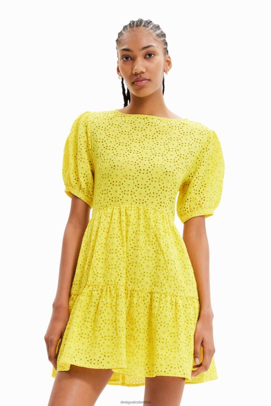 ropa 4802L756 mujer Desigual vestido corto con bordado suizo - Desigual Colombia rebajas