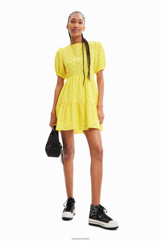 ropa 4802L756 mujer Desigual vestido corto con bordado suizo - Desigual Colombia rebajas