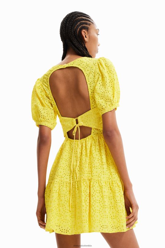 ropa 4802L756 mujer Desigual vestido corto con bordado suizo - Desigual Colombia rebajas