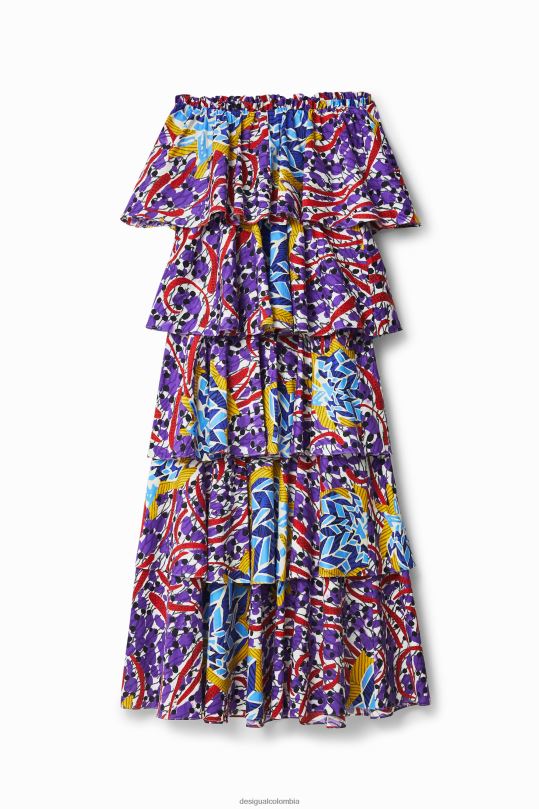ropa 4802L778 mujer Desigual vestido largo con volantes de stella jean - Desigual sales online