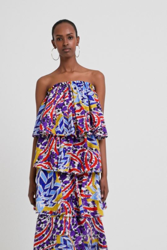 ropa 4802L778 mujer Desigual vestido largo con volantes de stella jean - Desigual sales online