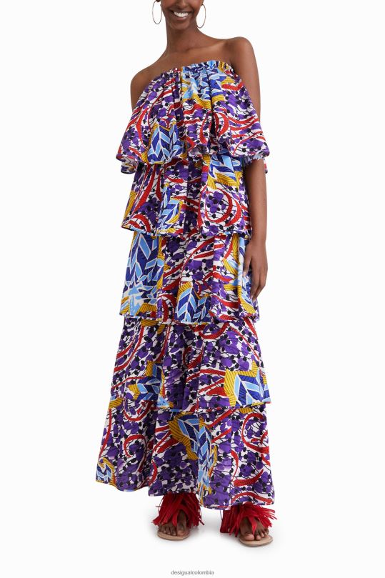 ropa 4802L778 mujer Desigual vestido largo con volantes de stella jean - Desigual sales online