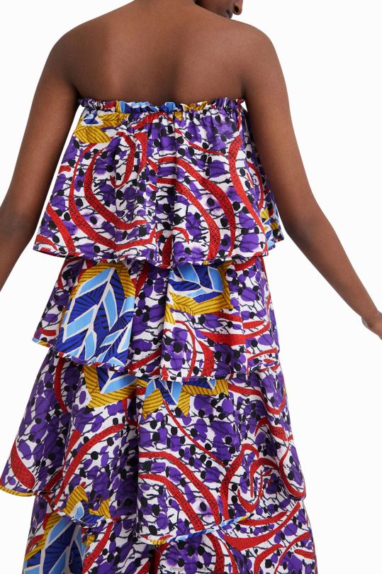 ropa 4802L778 mujer Desigual vestido largo con volantes de stella jean - Desigual sales online