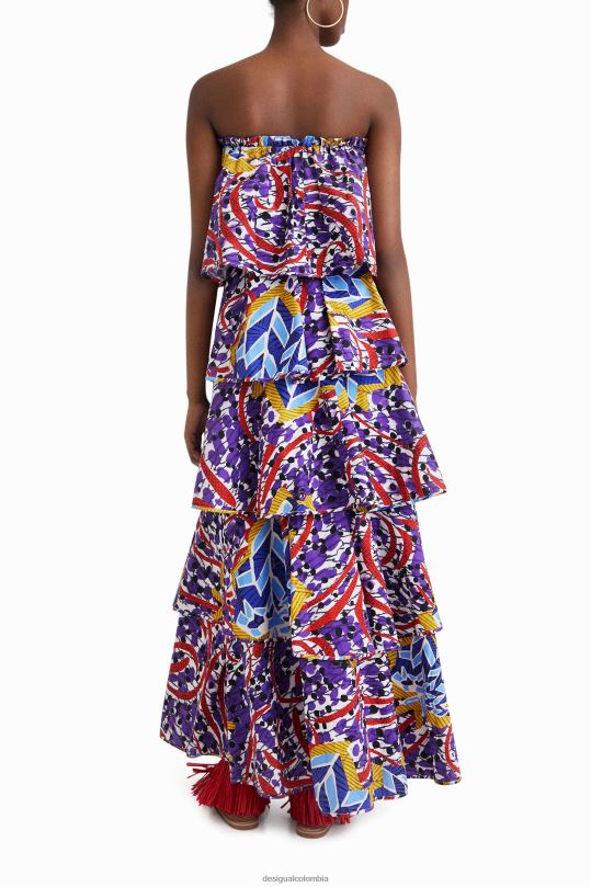 ropa 4802L778 mujer Desigual vestido largo con volantes de stella jean - Desigual sales online