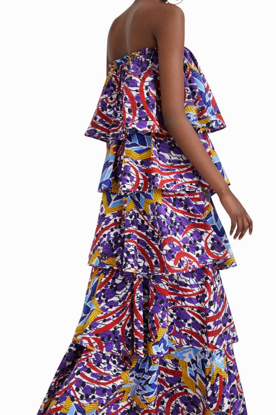 ropa 4802L778 mujer Desigual vestido largo con volantes de stella jean - Desigual sales online