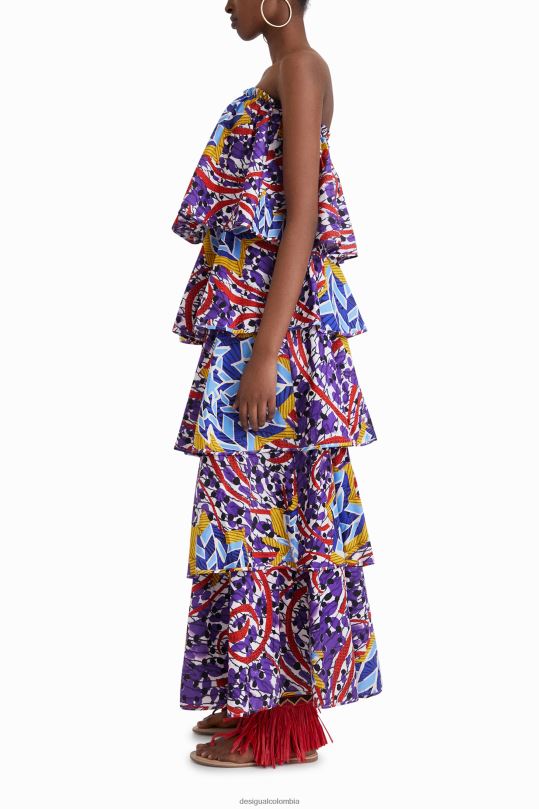 ropa 4802L778 mujer Desigual vestido largo con volantes de stella jean - Desigual sales online