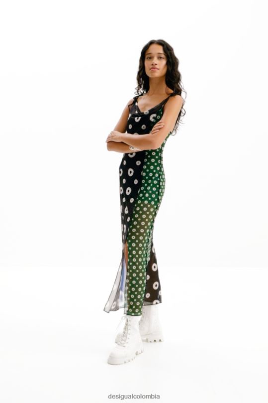 Desigual Colombia bolsos - ropa 4802L77 mujer Desigual vestido lencero midi con estampado geométrico