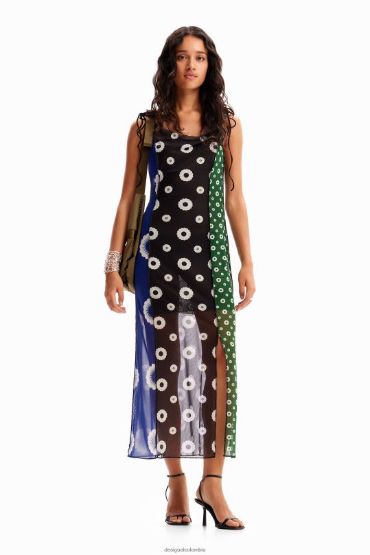Desigual Colombia bolsos - ropa 4802L77 mujer Desigual vestido lencero midi con estampado geométrico