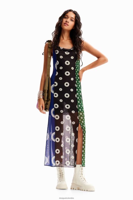 Desigual Colombia bolsos - ropa 4802L77 mujer Desigual vestido lencero midi con estampado geométrico