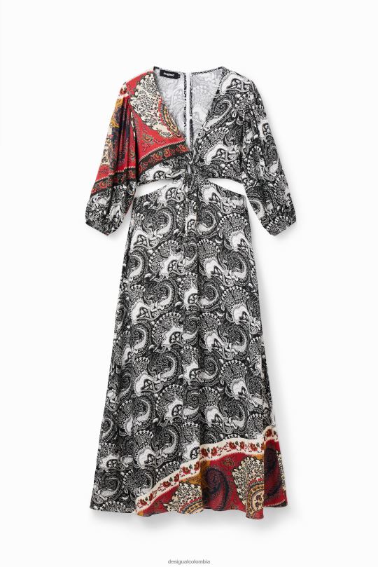 Desigual Colombia - ropa 4802L790 mujer Desigual vestido largo con aberturas y estampado de cachemira