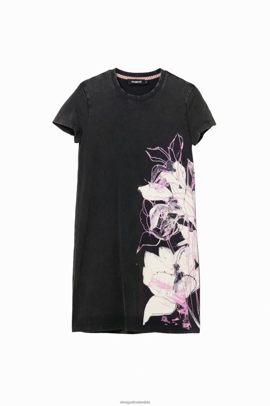 ropa 4802L824 mujer Desigual vestido estilo camiseta corto con estampado floral - Desigual Colombia rebajas