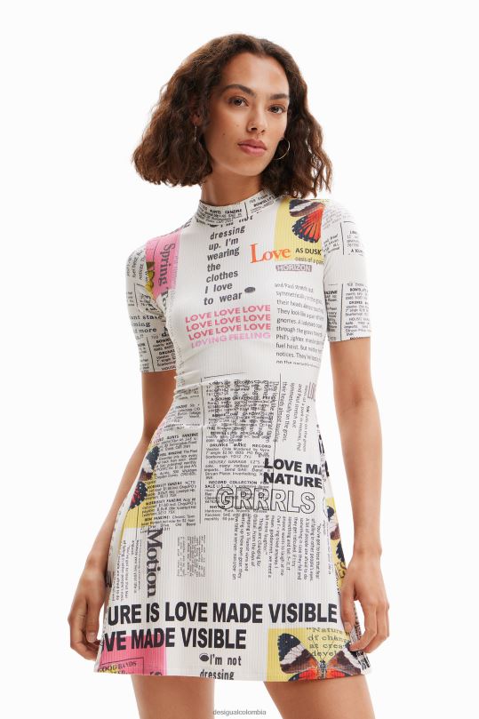 Desigual Colombia - ropa 4802L845 mujer Desigual vestido skater corto tipo periódico