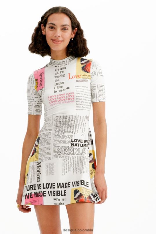 Desigual Colombia - ropa 4802L845 mujer Desigual vestido skater corto tipo periódico
