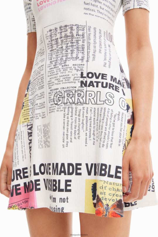 Desigual Colombia - ropa 4802L845 mujer Desigual vestido skater corto tipo periódico