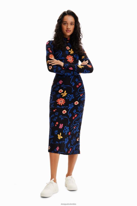 Desigual Colombia bolsos - ropa 4802L850 mujer Desigual vestido midi ajustado con estampado floral