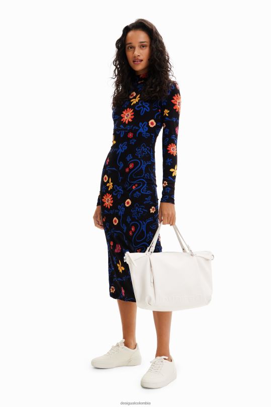 Desigual Colombia bolsos - ropa 4802L850 mujer Desigual vestido midi ajustado con estampado floral