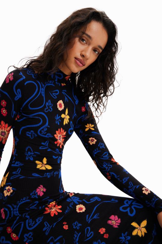 Desigual Colombia bolsos - ropa 4802L850 mujer Desigual vestido midi ajustado con estampado floral