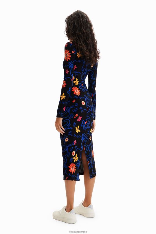 Desigual Colombia bolsos - ropa 4802L850 mujer Desigual vestido midi ajustado con estampado floral