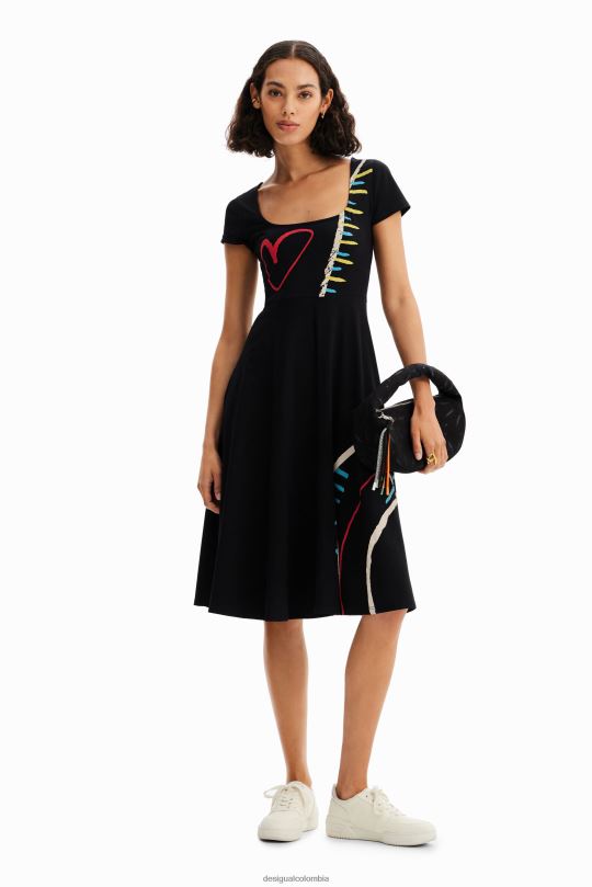 ropa 4802L860 mujer Desigual vestido artístico de punto acampanado - Desigual Colombia rebajas