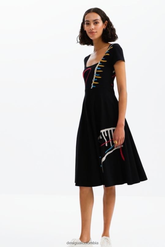 ropa 4802L860 mujer Desigual vestido artístico de punto acampanado - Desigual Colombia rebajas