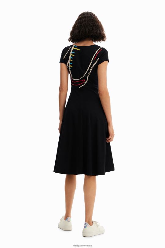 ropa 4802L860 mujer Desigual vestido artístico de punto acampanado - Desigual Colombia rebajas