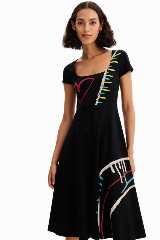 ropa 4802L860 mujer Desigual vestido artístico de punto acampanado - Desigual Colombia rebajas