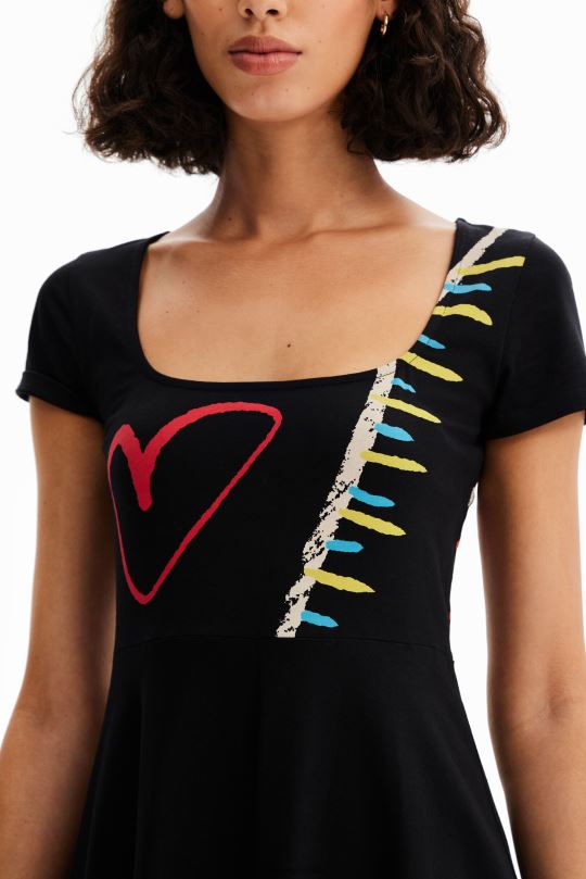 ropa 4802L860 mujer Desigual vestido artístico de punto acampanado - Desigual Colombia rebajas
