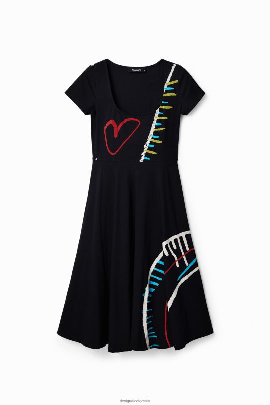 ropa 4802L860 mujer Desigual vestido artístico de punto acampanado - Desigual Colombia rebajas