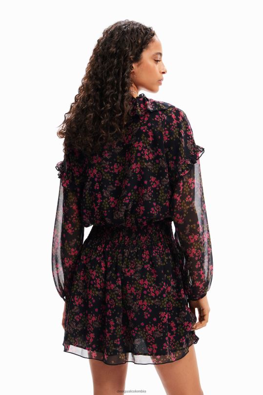 ropa 4802L86 mujer Desigual vestido corto de gasa floral - Desigual Colombia rebajas