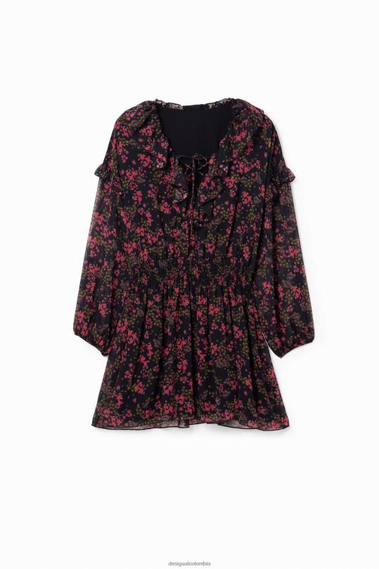 ropa 4802L86 mujer Desigual vestido corto de gasa floral - Desigual Colombia rebajas
