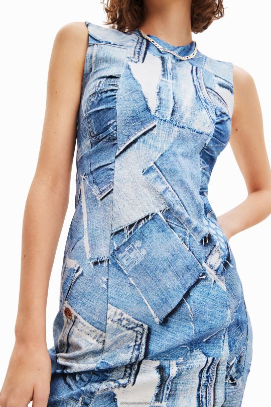ropa 4802L900 mujer Desigual vestido corto de mezclilla con patchwork - Desigual sales online