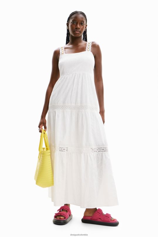Desigual Colombia - ropa 4802L917 mujer Desigual vestido largo con tirantes bordados