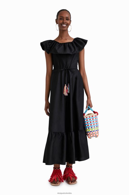 ropa 4802L934 mujer Desigual vestido midi con volantes de stella jean - Desigual Colombia rebajas