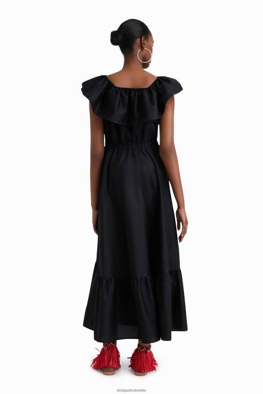 ropa 4802L934 mujer Desigual vestido midi con volantes de stella jean - Desigual Colombia rebajas