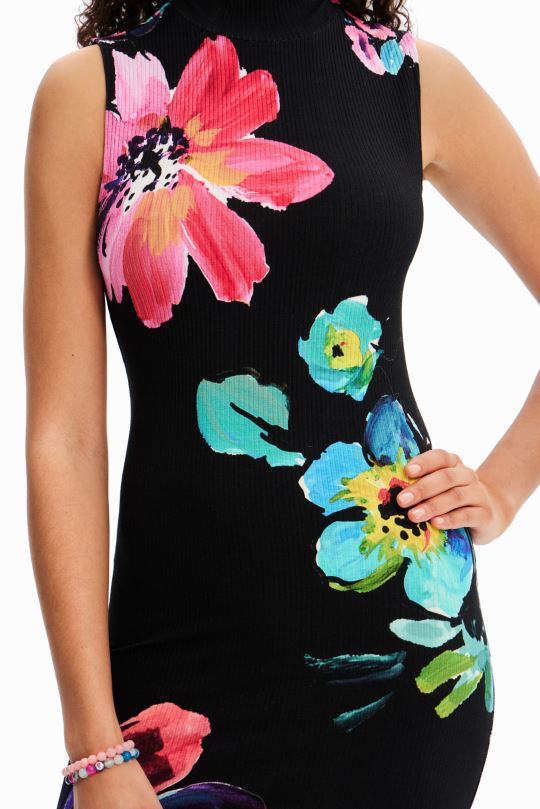 Desigual Colombia - ropa 4802L958 mujer Desigual vestido midi de canalé floral