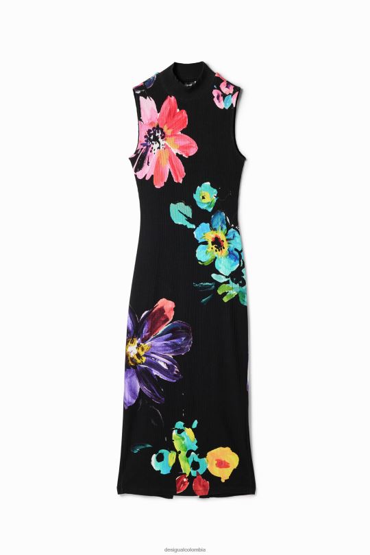 Desigual Colombia - ropa 4802L958 mujer Desigual vestido midi de canalé floral