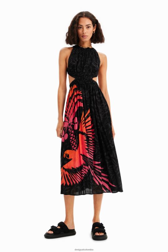 Desigual Colombia bolsos - ropa 4802L960 mujer Desigual vestido midi con aberturas tropicales