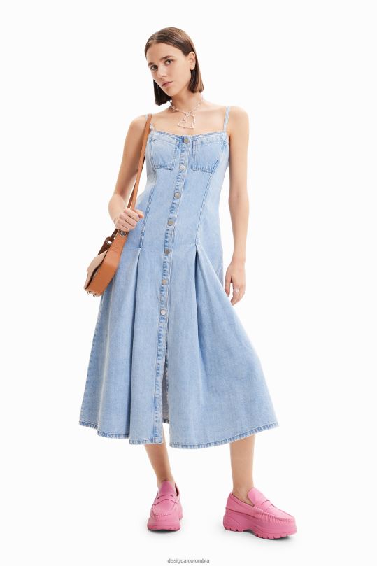 ropa 4802L965 mujer Desigual vestido midi denim ajustado maitrepierre - Desigual Colombia rebajas
