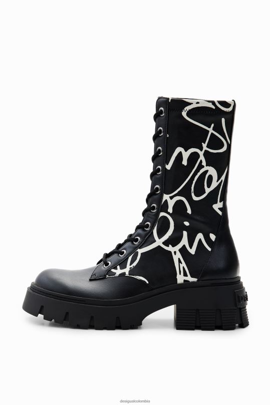 Desigual Colombia bolsos - calzado 4802L1484 mujer Desigual botas altas con mensaje y suela track